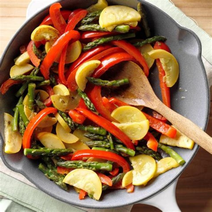 Asparagus, Squash & Red Pepper Saute Recipe Taste of Home