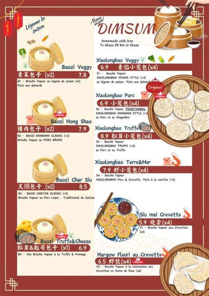 Cafe Dim Sum menu in Burlington, Vermont, USA