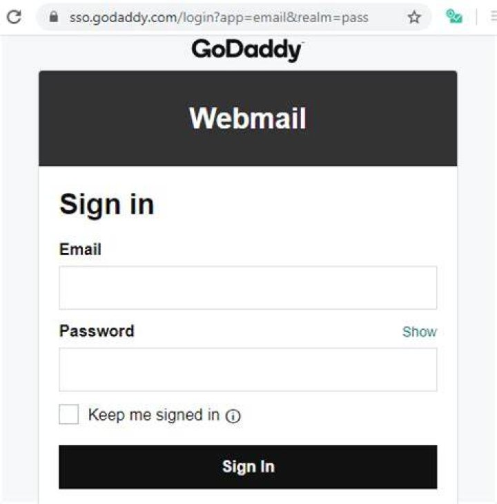 GoDaddy Email login app Sso Webmail signin