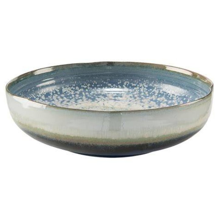 JohnRichard Blue Cream Reactive Glaze Deep Ceramic Bowl Kathy Kuo Home