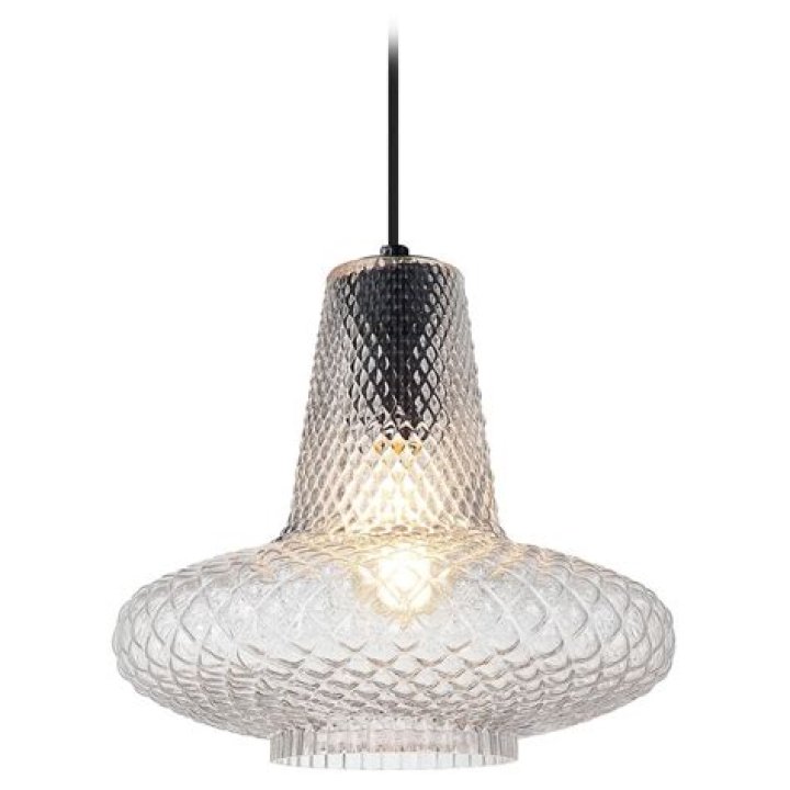 Matteo Lighting Quilted Gem Matte Black Pendant Light with Bowl / Dome