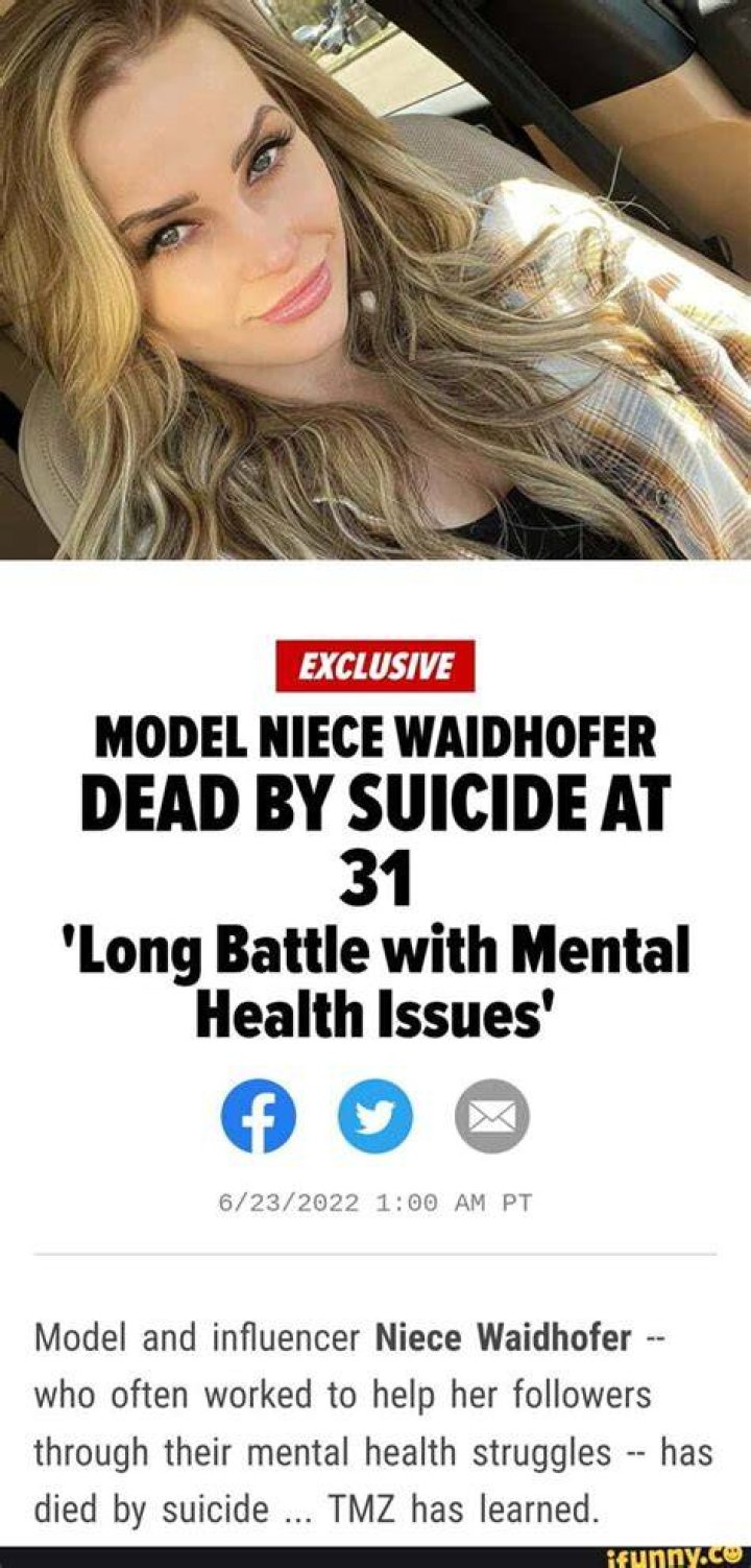 Model Niece Waidhofer commits suicide at 31