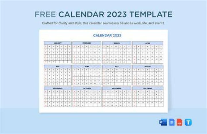 Monthly Calendar Template For 2023 Year, 2023 Calendar, Monthly