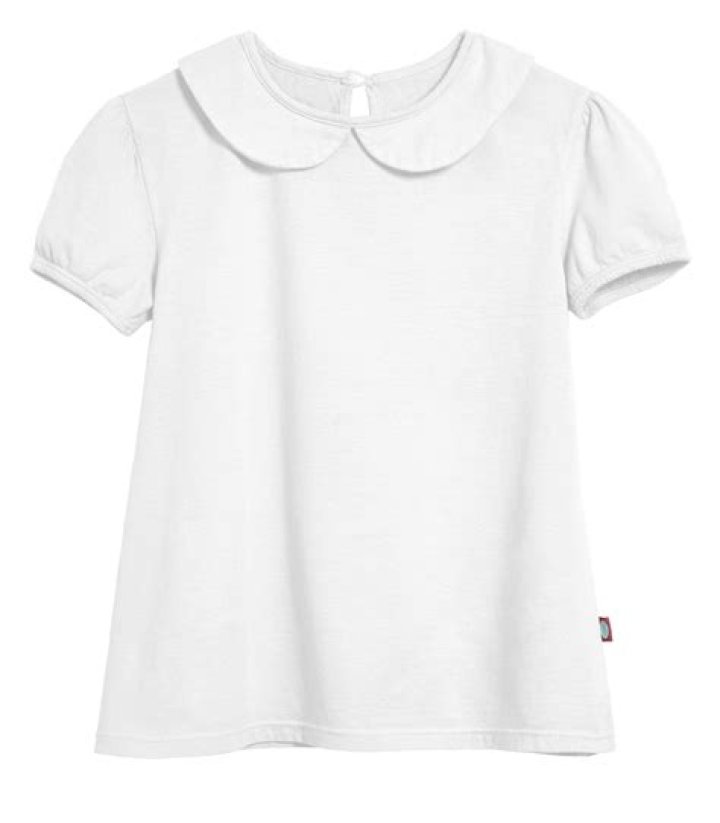 Peter Pan Collar Short Sleeve White Blouse Cotton Lane London