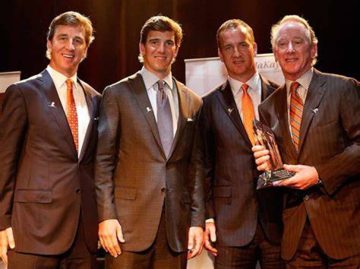 Peyton, Cooper and Eli manning Pro Football Teams, First Football