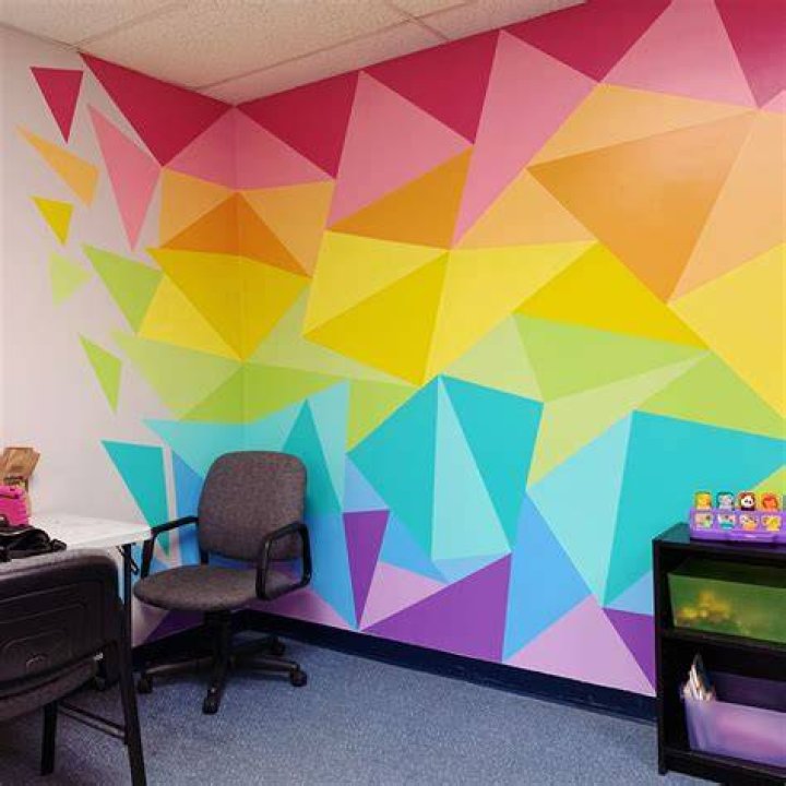 Rainbow Triangle Mural Room wall painting, Wall paint designs, Diy