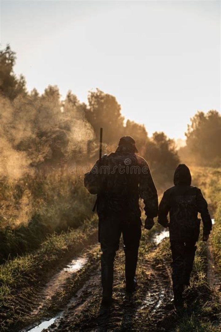 Sunrise Hunter Walking Toward the Sun Stock Image Image of ducks