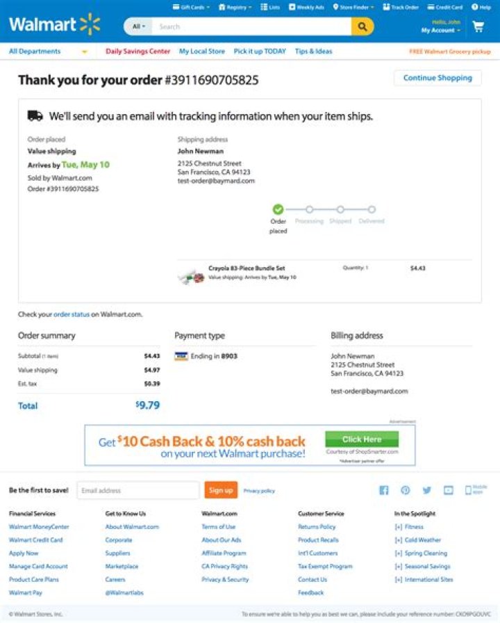 Walmart&rsquo;s Receipt / Order Confirmation 536 of 567 Receipt / Order